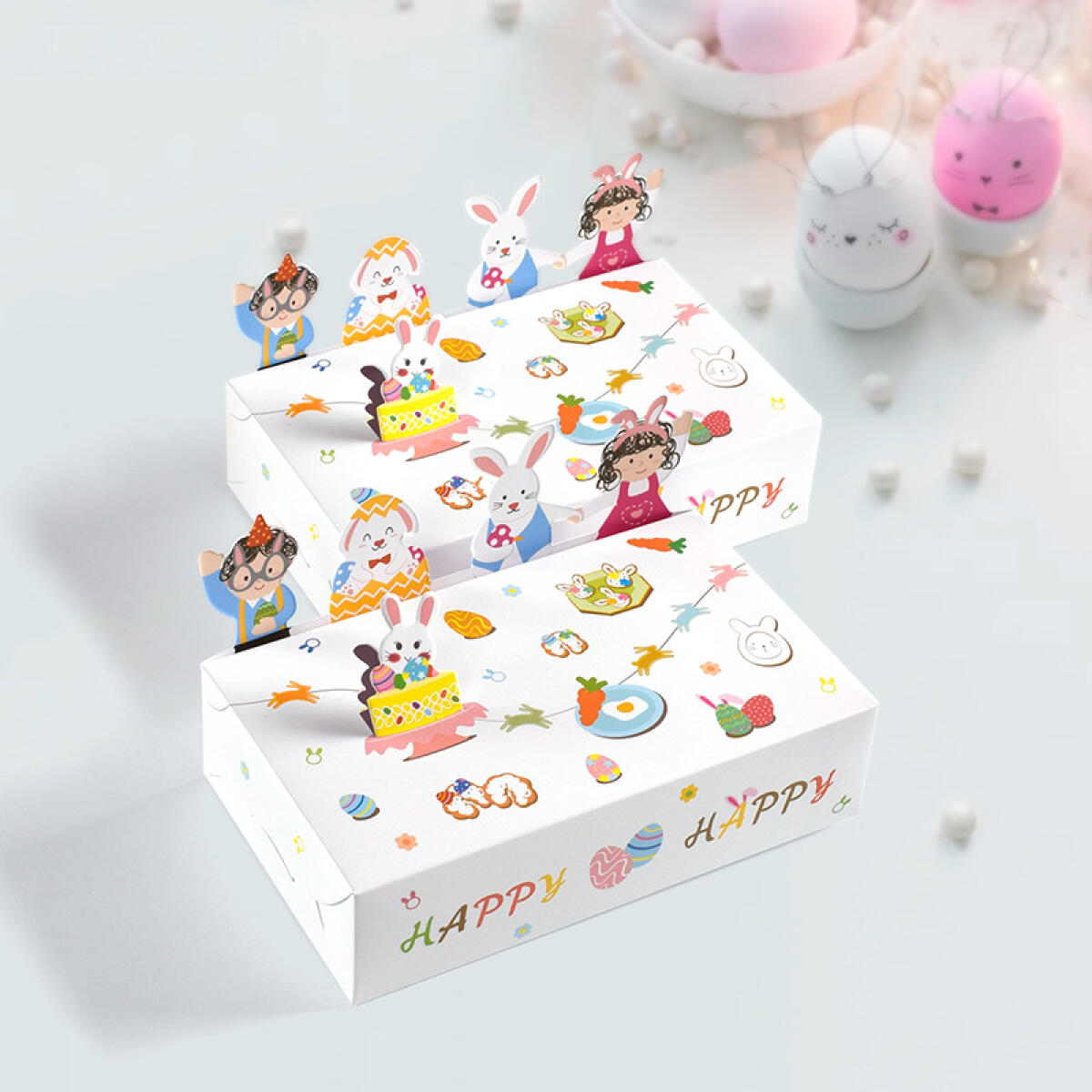 Cartoon Rabbit Paper Treat Boxes - 10 Pack