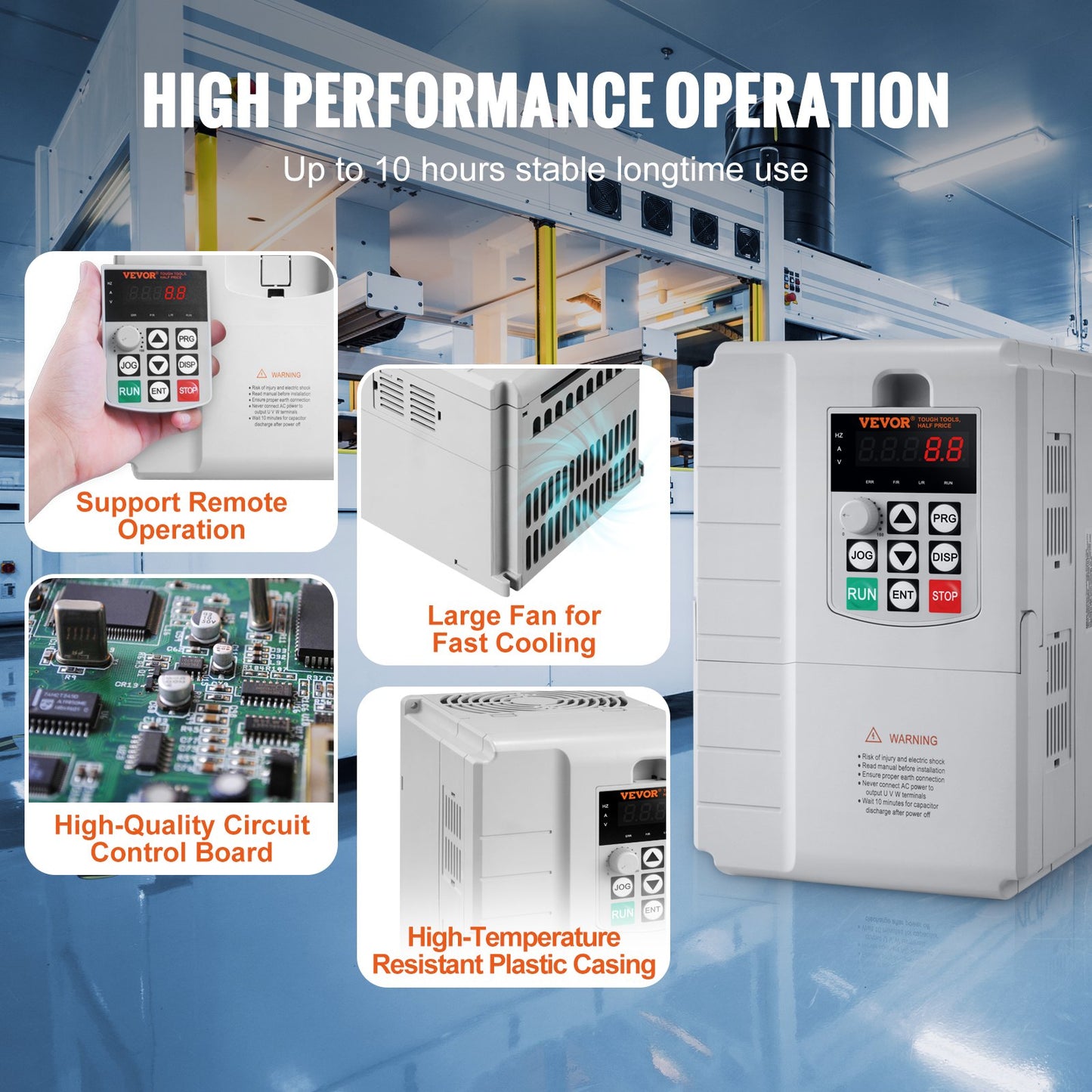 VFD 7.5KW 34A 10HP Variable Frequency Drive for 3-Phase Motors