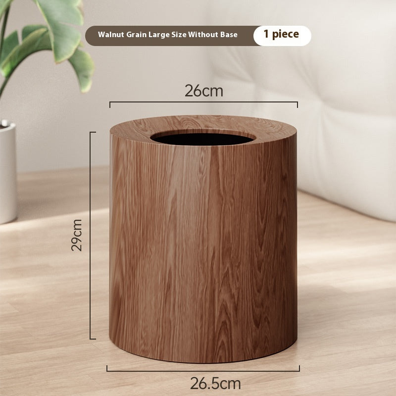 Light Wood Luxury Creative Grain Garbage Can 12L with Base - Modern Kitchen Wastebasket