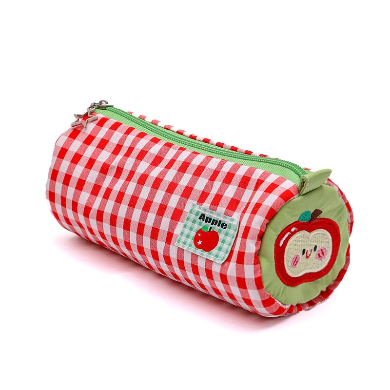 Color-Block Patchwork Pencil Case with Canvas Material and Unisex Korean Style