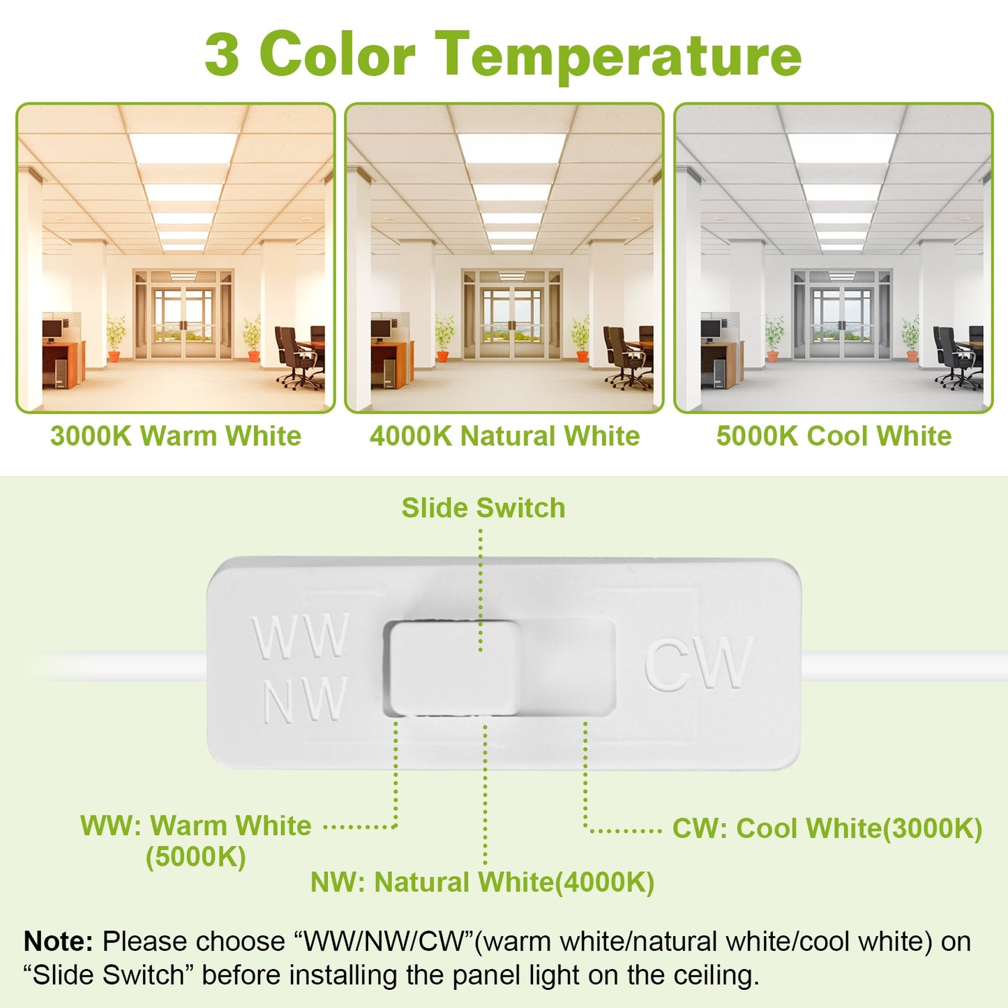 LED Panel Ceiling Light 2FT x 2FT Flat Flat Panel Light Modern Fixture