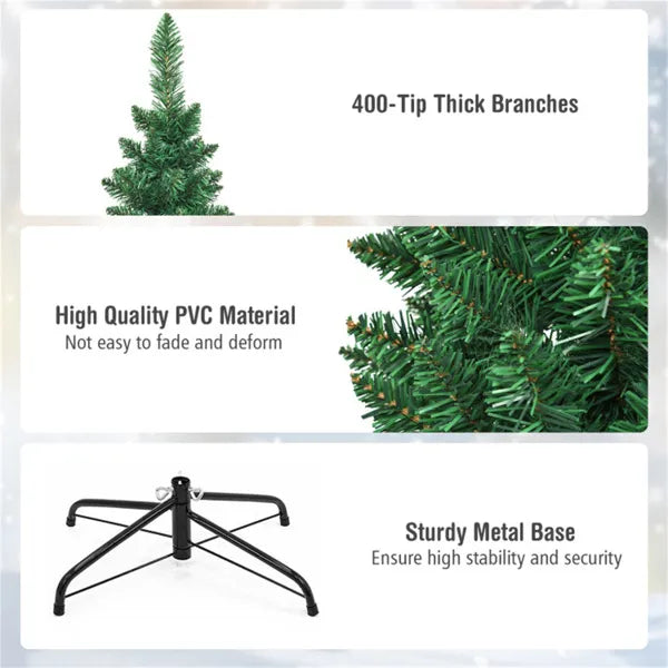 6ft Slim Pencil Christmas Tree - Realistic PVC Flocked Finish