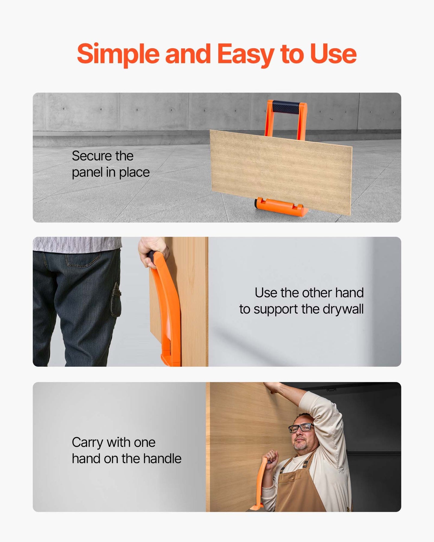 Drywall Carrier Handles 2 Pack - Supports Up to 176 Lbs with Anti-Slip Base