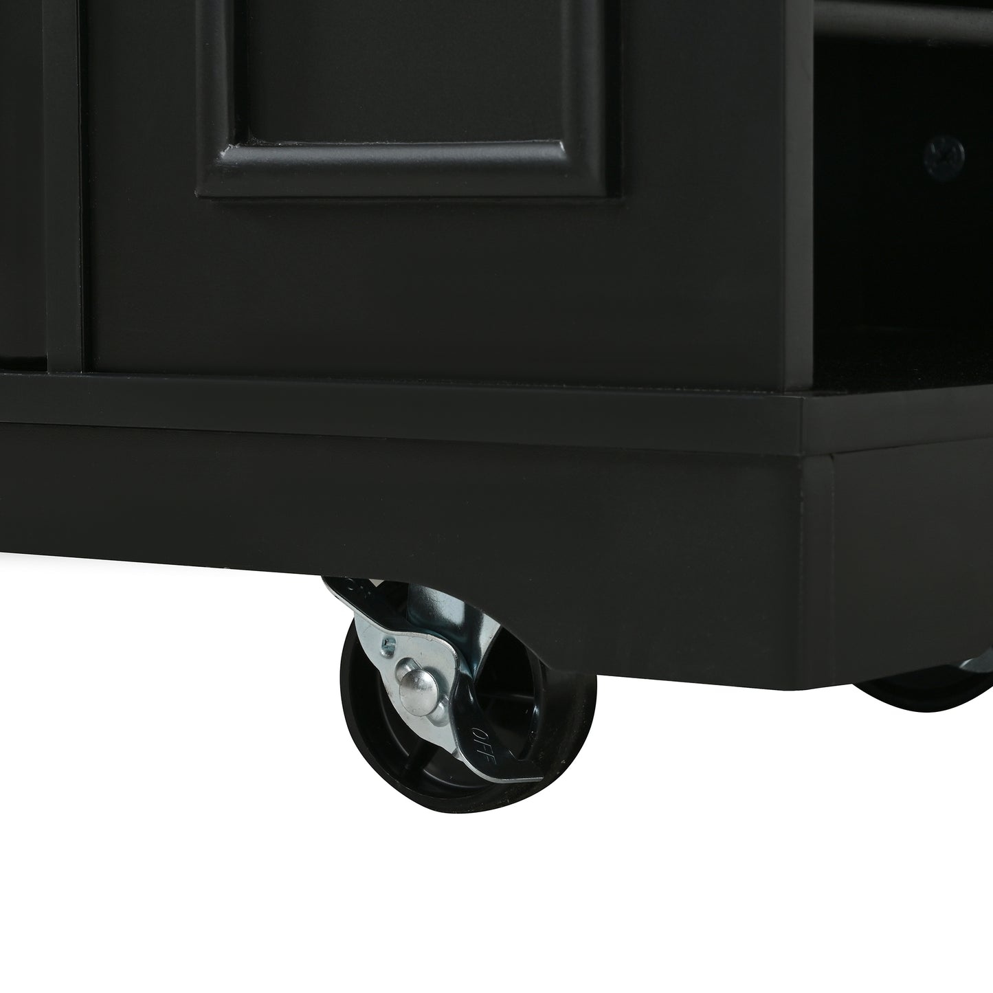 54" Mobile Kitchen Island with Glass Door Storage & Power Outlet