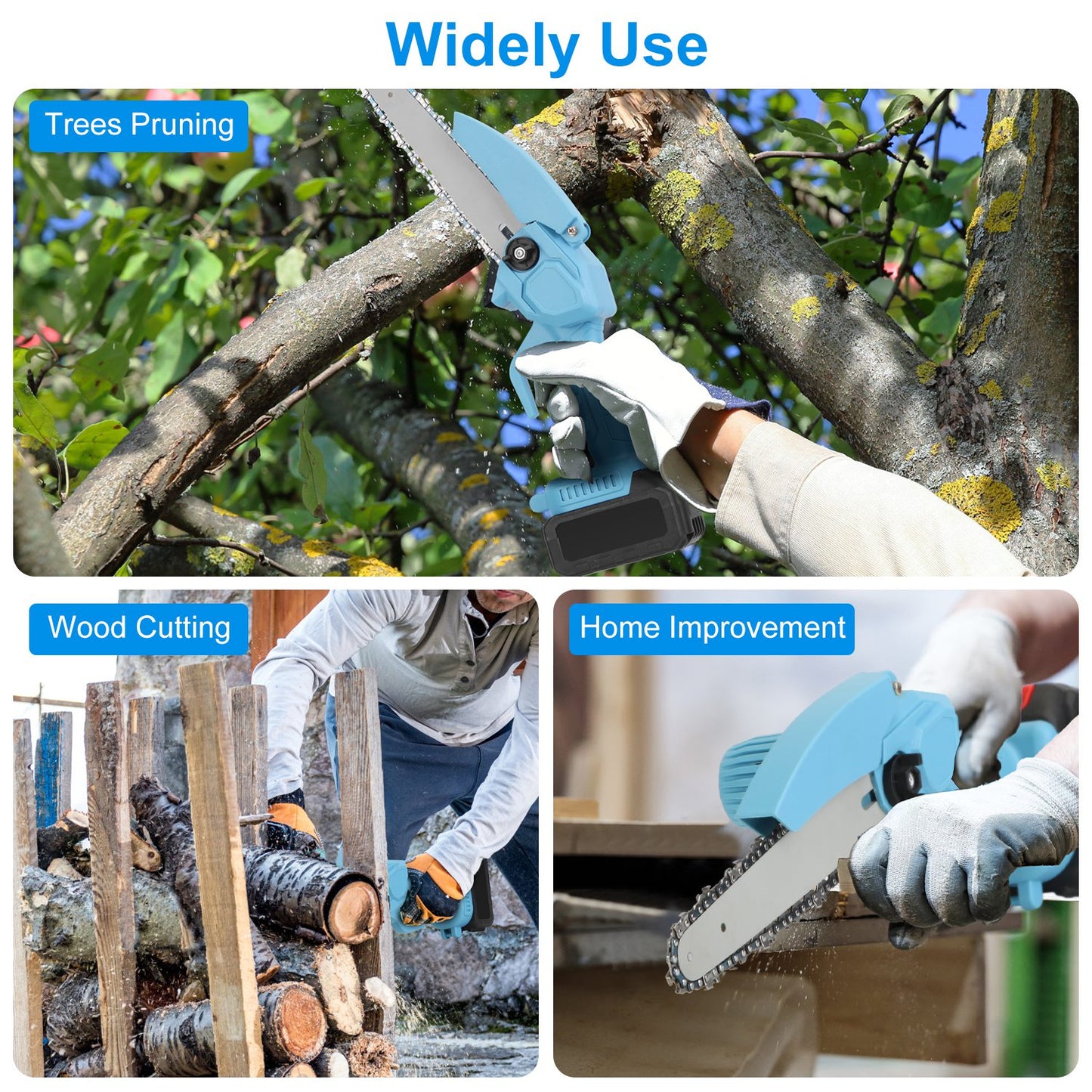 Cordless Mini Chainsaw 8-Inch Portable Tree Pruning & Wood Cutting Tool