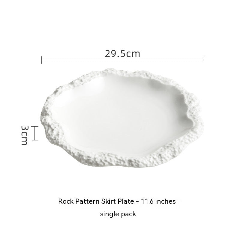 European-Style Embossed Ceramic Plate - Shallow Dinnerware for Hotel & Home