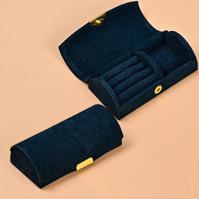 Portable Jewelry Box with Velvet Interior for Rings and Earrings