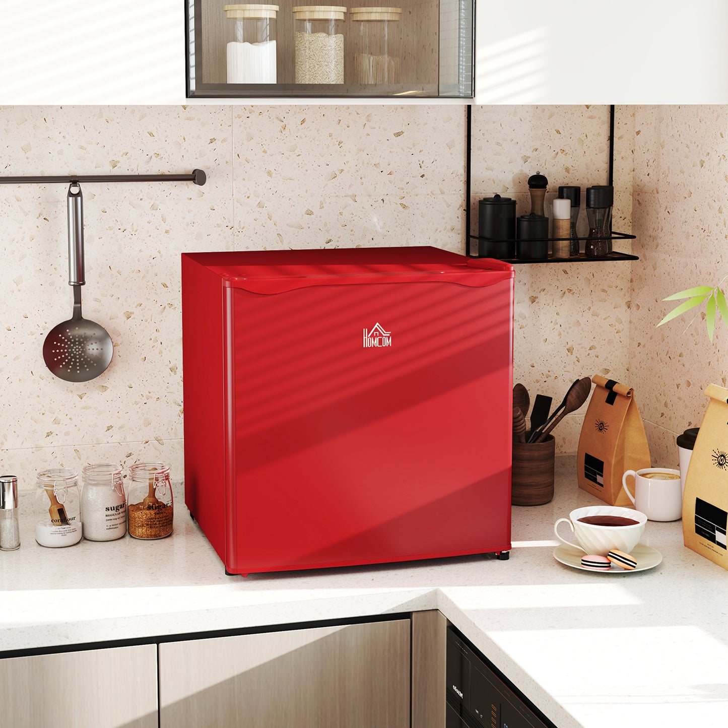 1.1 Cu Ft Compact Countertop Freezer - Red, Removable Shelves, Energy Efficient