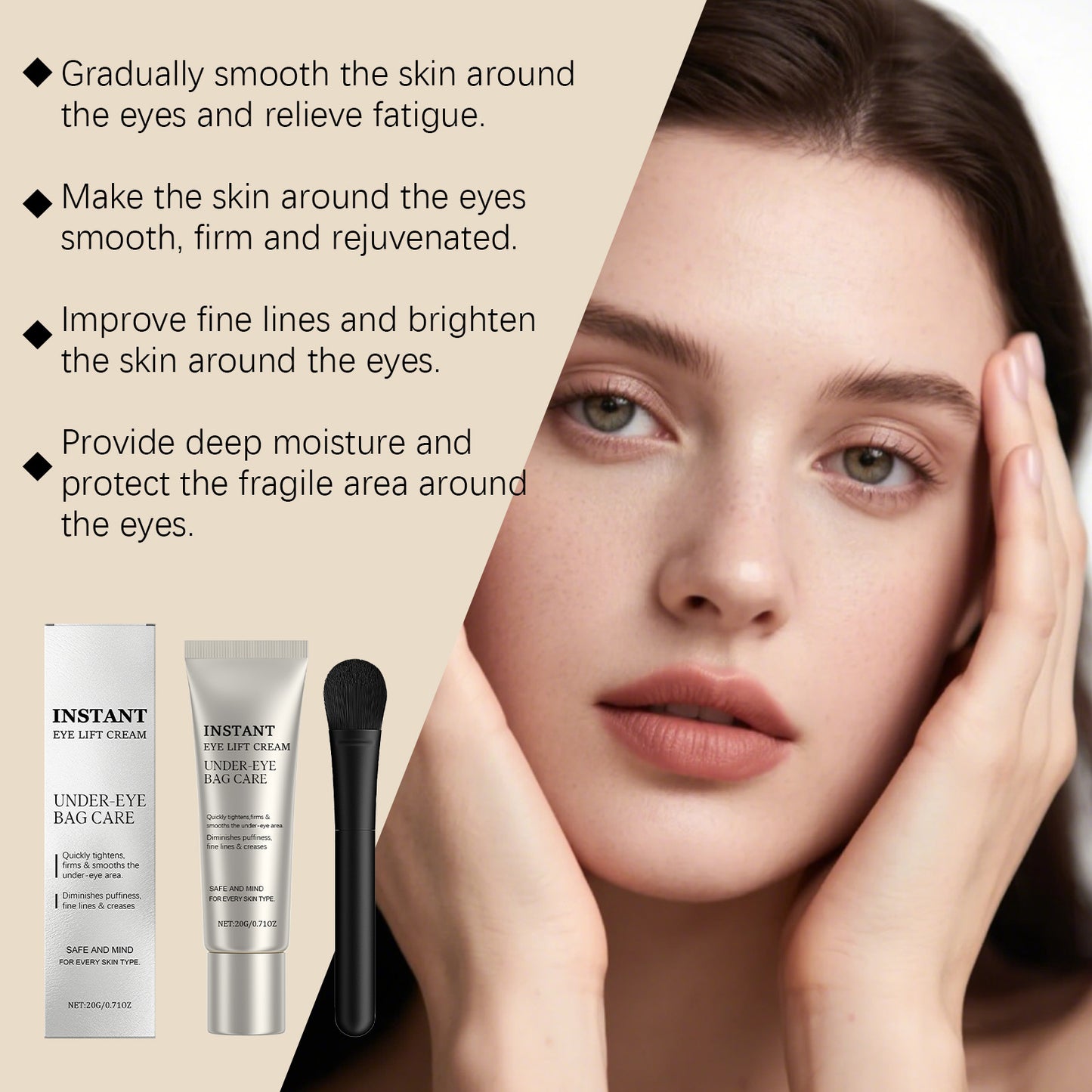 Elastic Eye Cream for Dark Circles and Puffiness - Firming Moisturizer