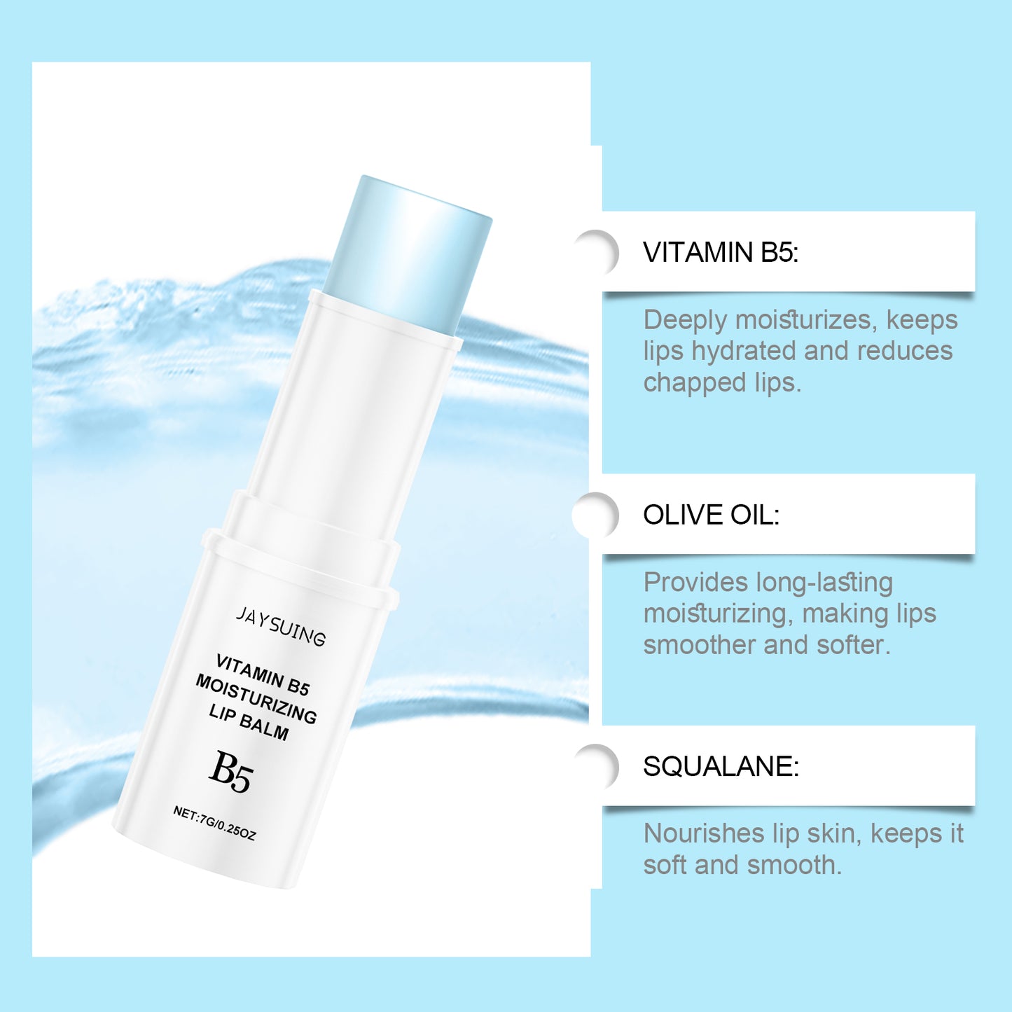 Vitamin B5 Moisturizing Lip Balm - Hydrating Treatment for Dry Cracked Lips