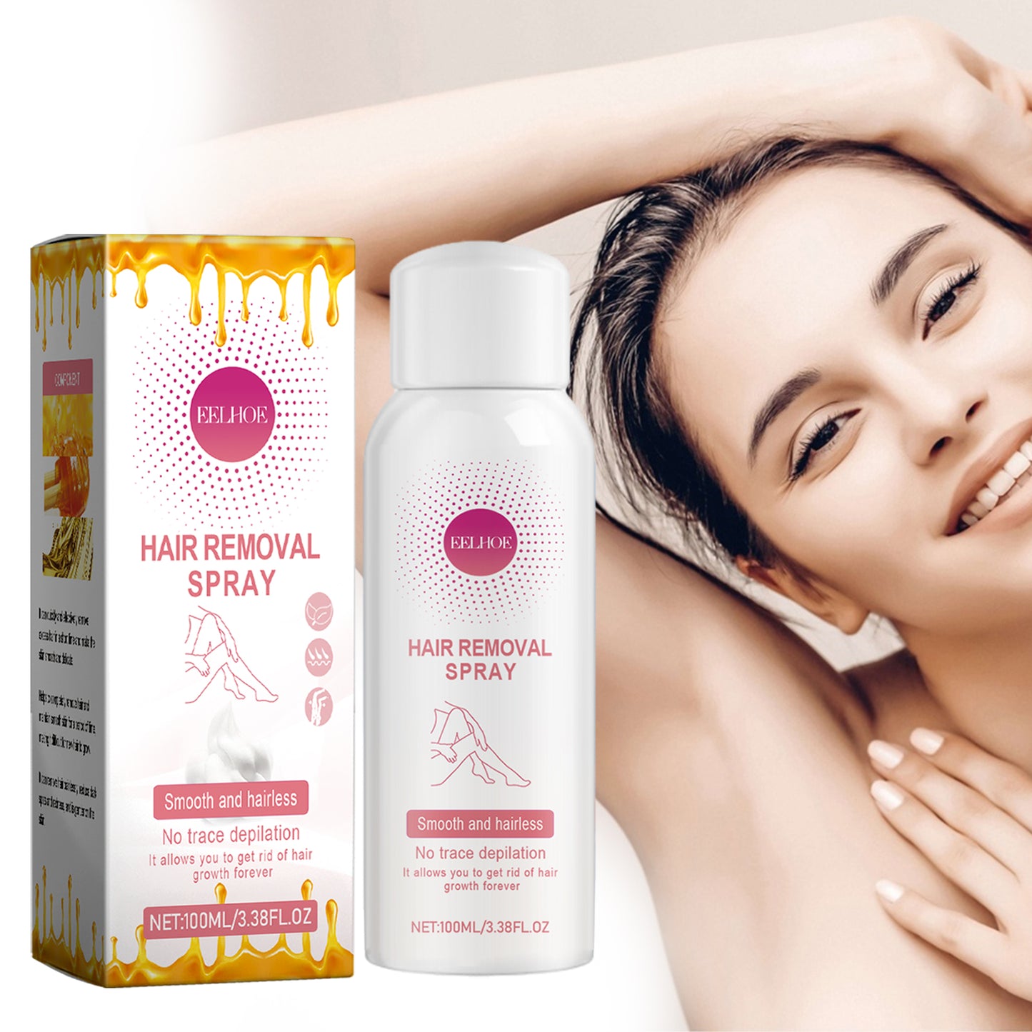 Gentle Hair Removal Spray - Painless Body Hair Remover for Smooth Skin 100ml
