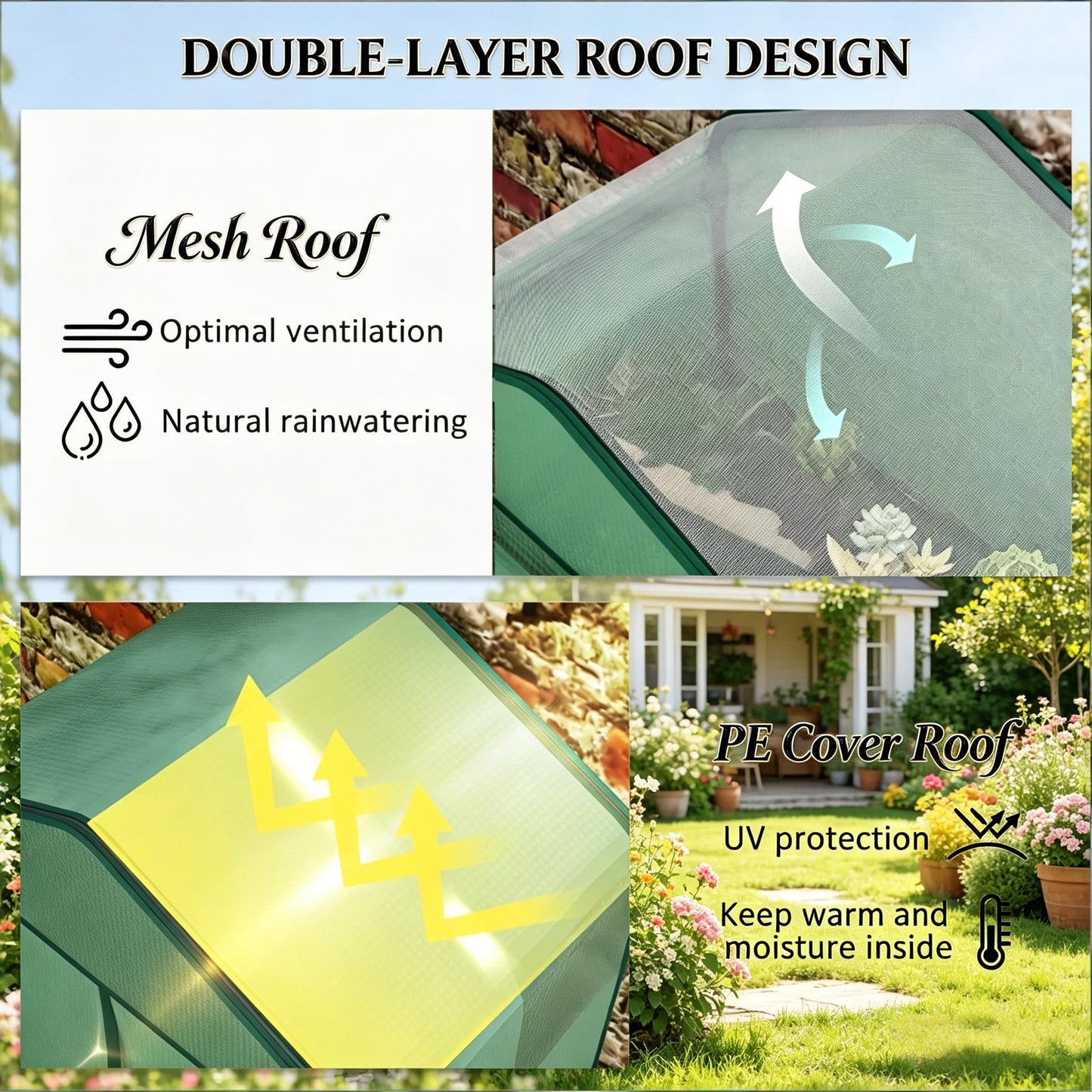 Portable Mini Greenhouse for Garden - Green & Dark Green