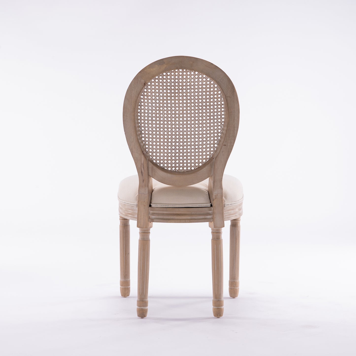 French Country Dining Chairs - Set of 2 Beige Wooden Frame