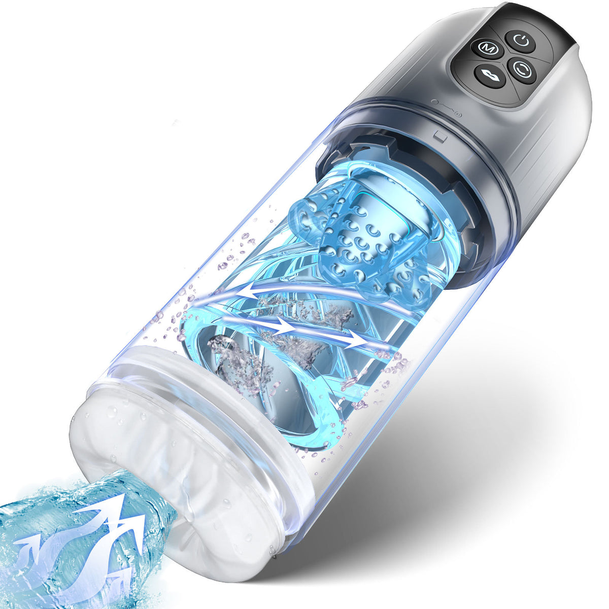 Adult Water Bath Toy with Rotating Vibration and Sucking Function, Retractable Design