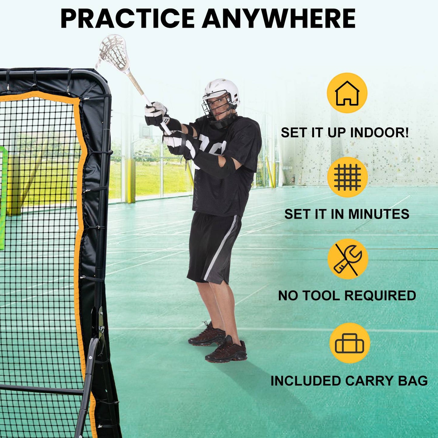7x5 FT Volleyball & Lacrosse Rebounder Net - Adjustable Angles