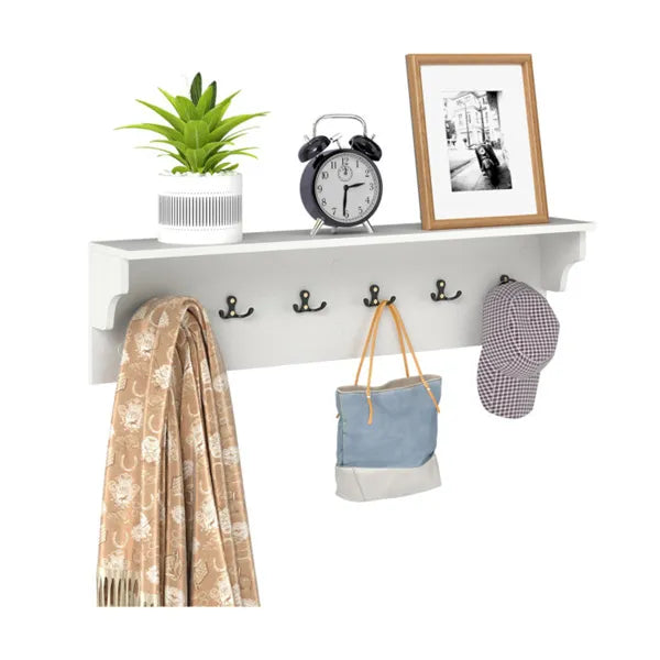 Wall Mount Coat Rack with Shelf - 6 Hooks, 110 lbs Capacity