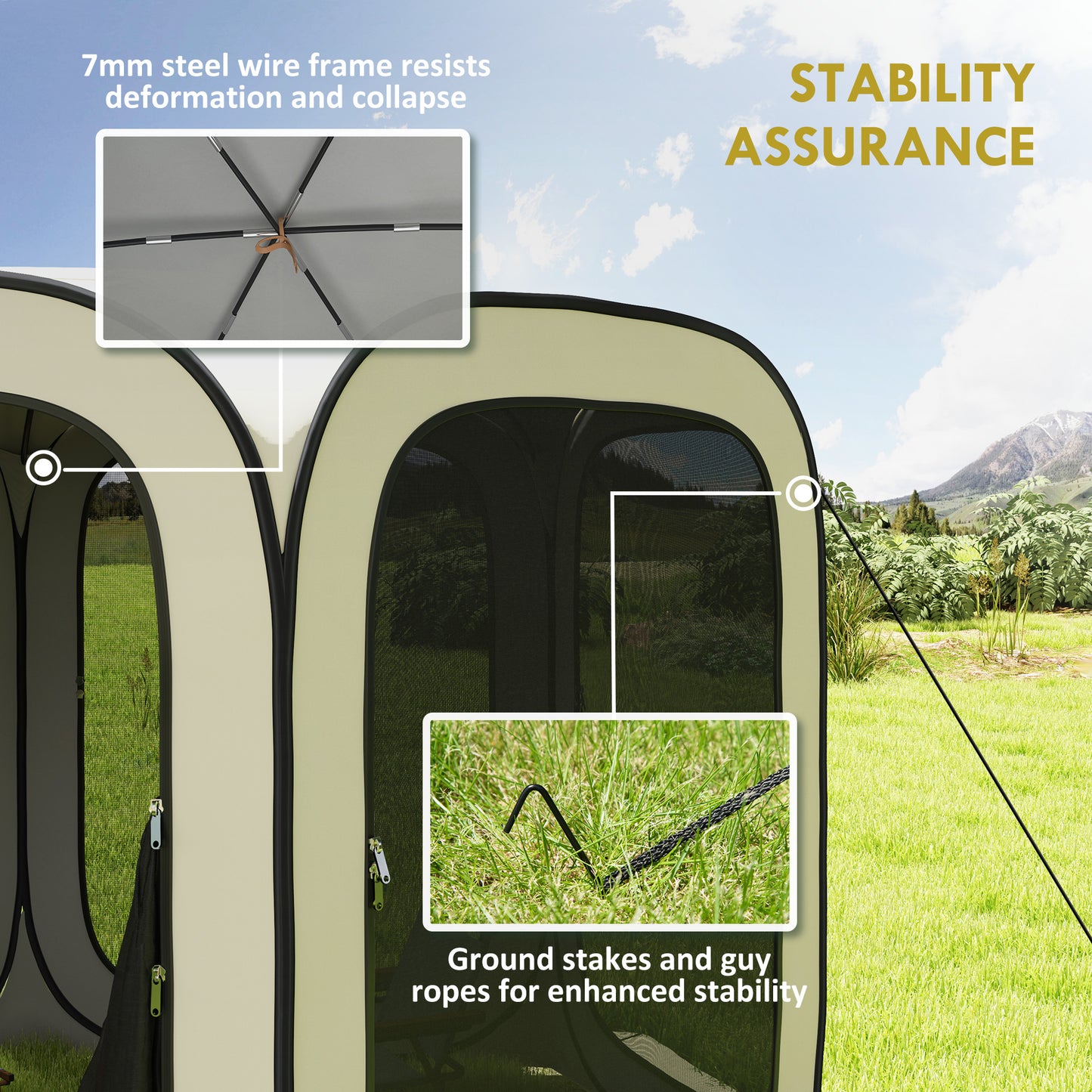 11x11ft Portable Pop Up Gazebo Screen Tent - Beige