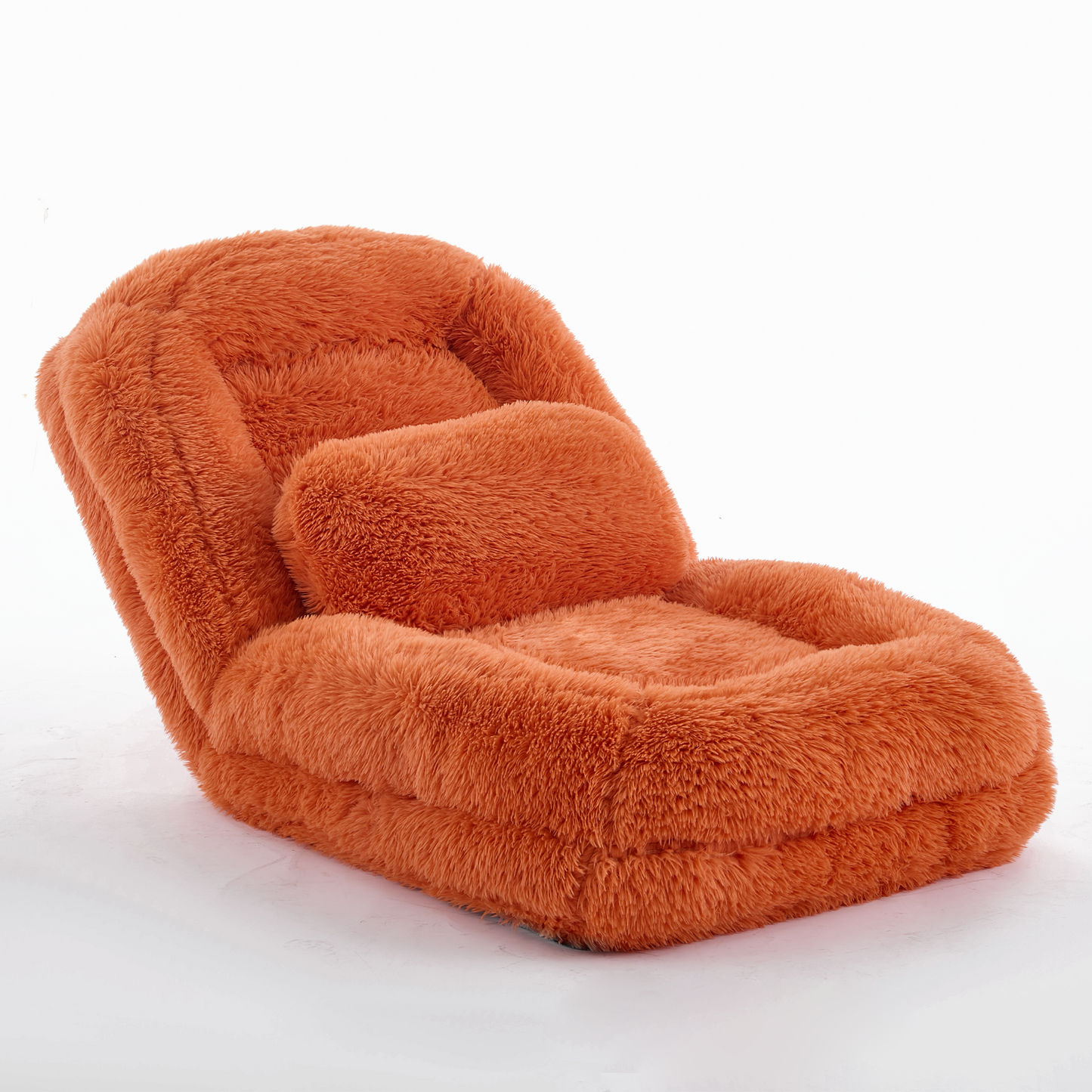 Adjustable Human Dog Bed & Lazy Sofa - Orange Plush Fabric