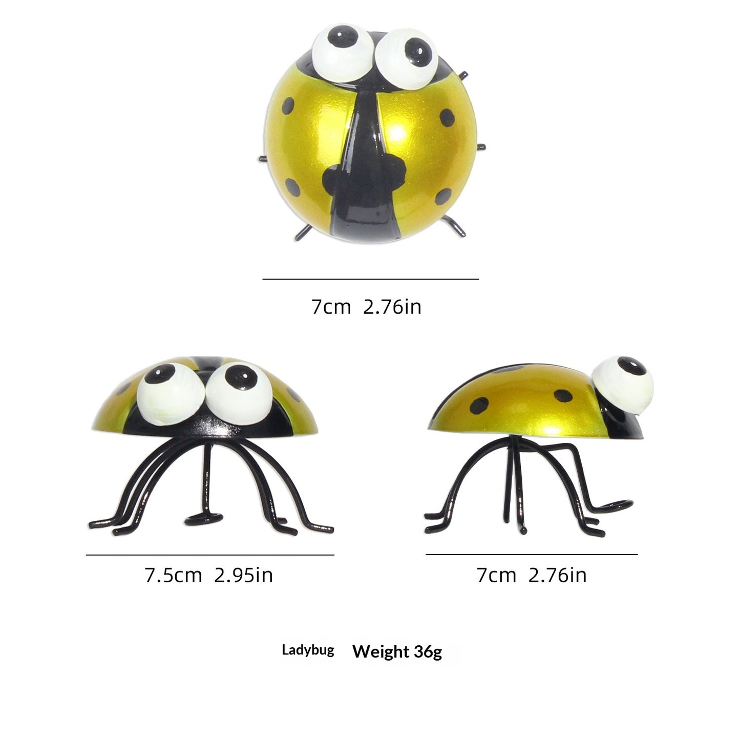 Wrought Iron Beetle and Ladybug Wall Decor for Outdoor Gardens and Courtyards