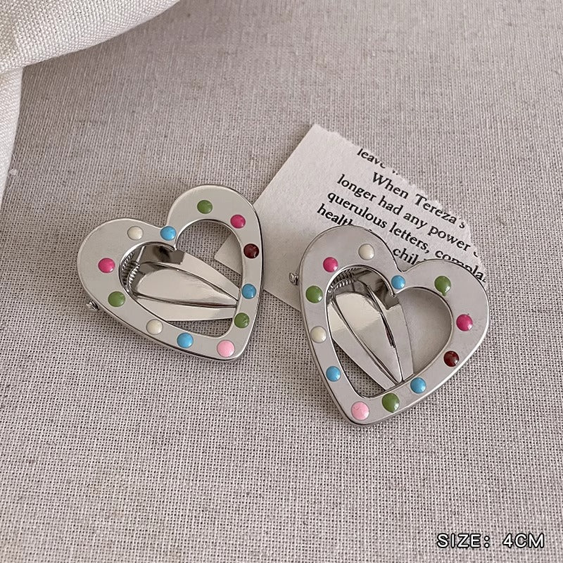 Metal Hair Barrettes with Star, Heart & Wave Designs - Silver Hair Accessories for Women