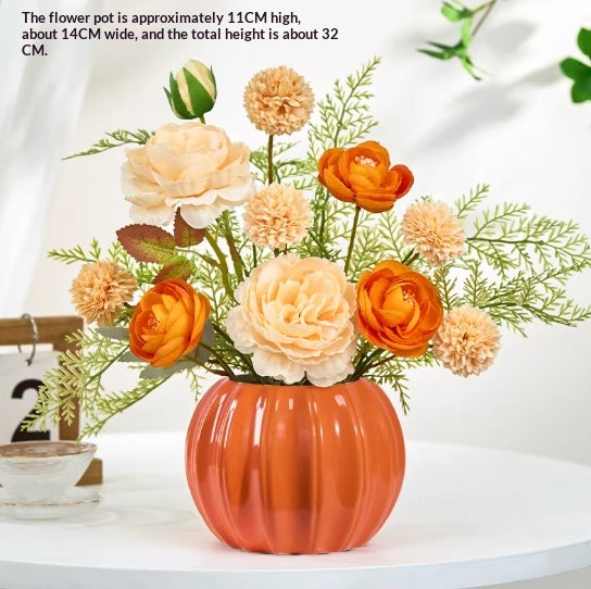 Artificial Flower Decor Bouquet with Vase - Silk Floral Arrangement for Home & Garden