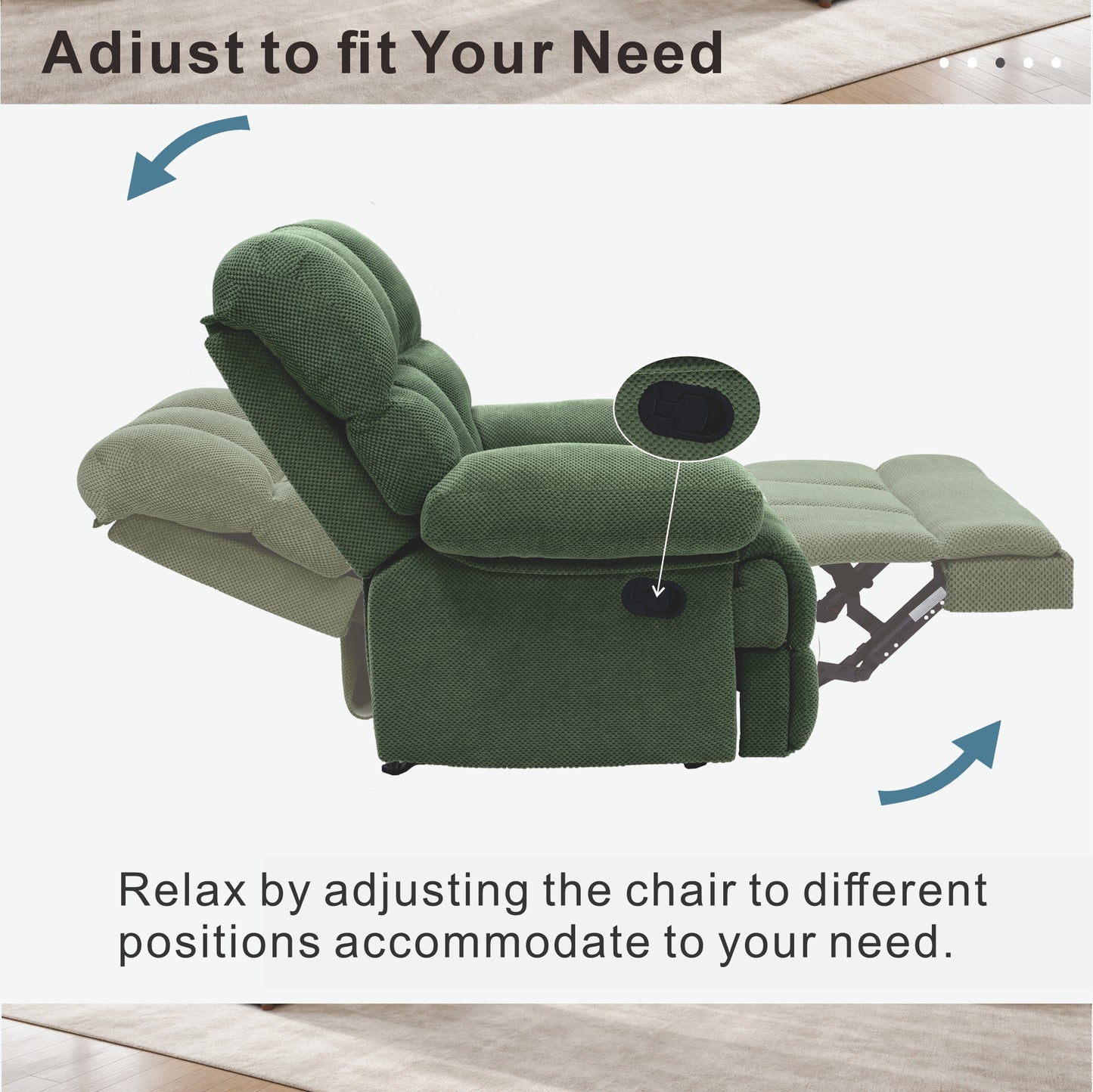Modern Dark Green Manual Rocker Recliner Chair - Cozy Upholstery