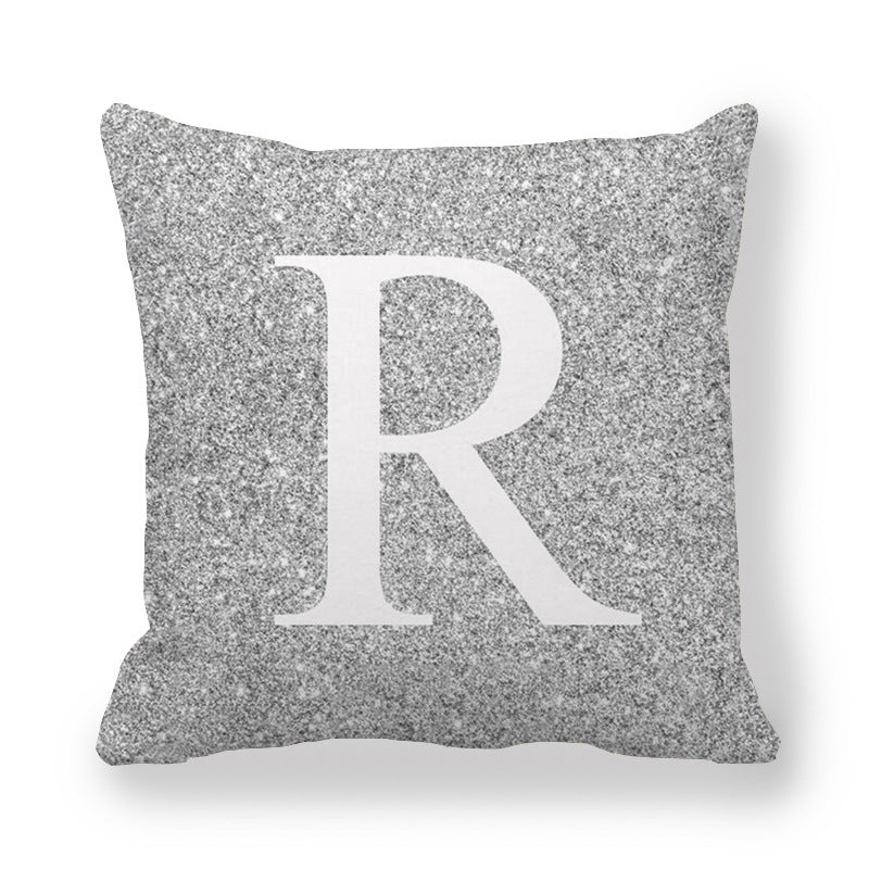 Gray Shading Encrypted English Letters Pillow Cover 45x45cm Fabric Home Decor