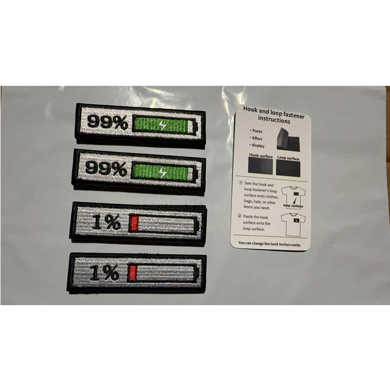 4PCS Funny Battery Percentage Morale Patches Set