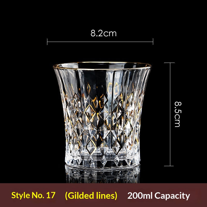 Large Gold-Trimmed Gin Crystal Glass - Vintage Drinkware for Bar & Kitchen