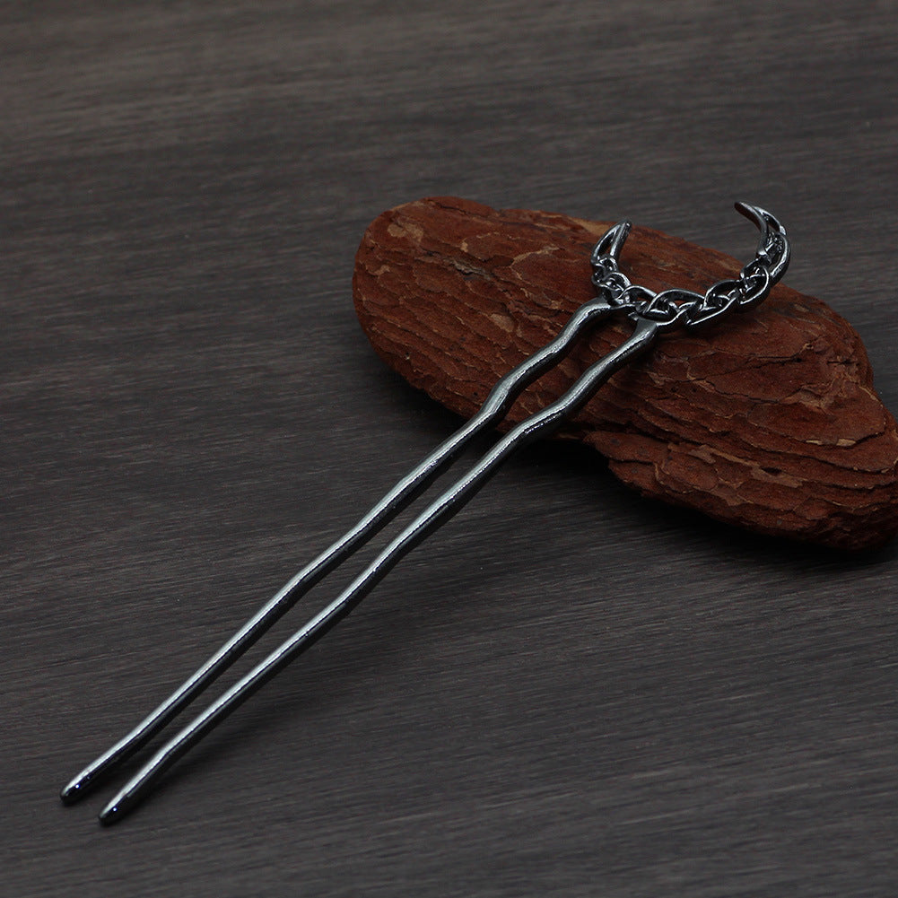 Simple Moon Hairpin - Geometric Alloy