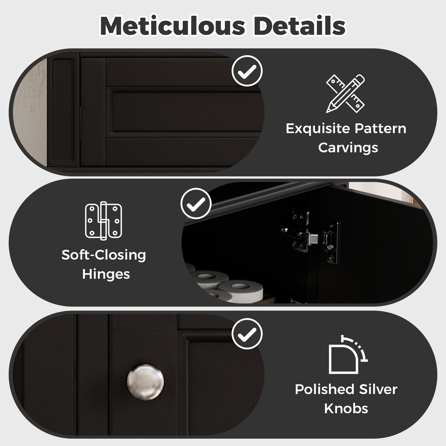 36-Inch Wall Mounted Bathroom Vanity with Ceramic Sink - Black