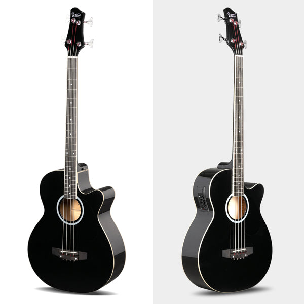 4-String Electric Acoustic Bass Guitar with EQ - Black