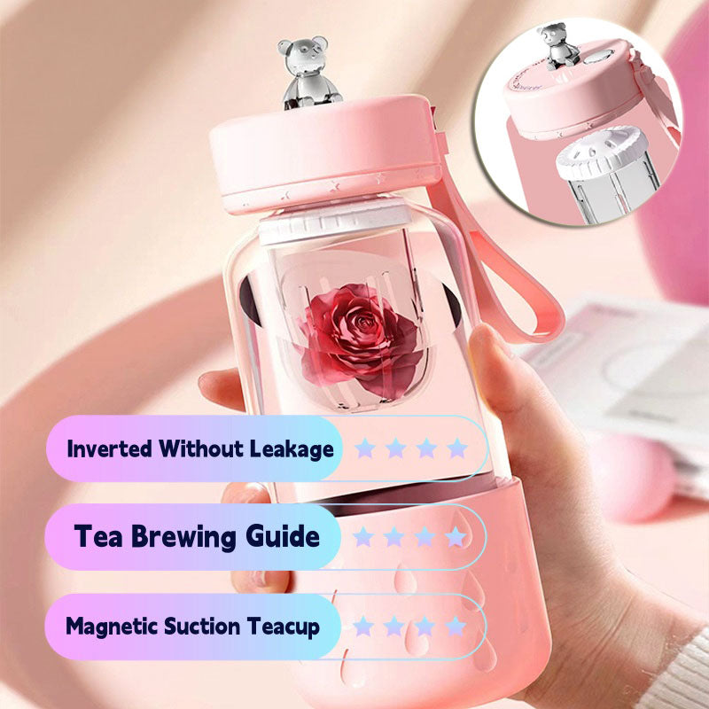 Magnetic Glass Water Cup with Tea Filter Sealed Leakproof Drinkware