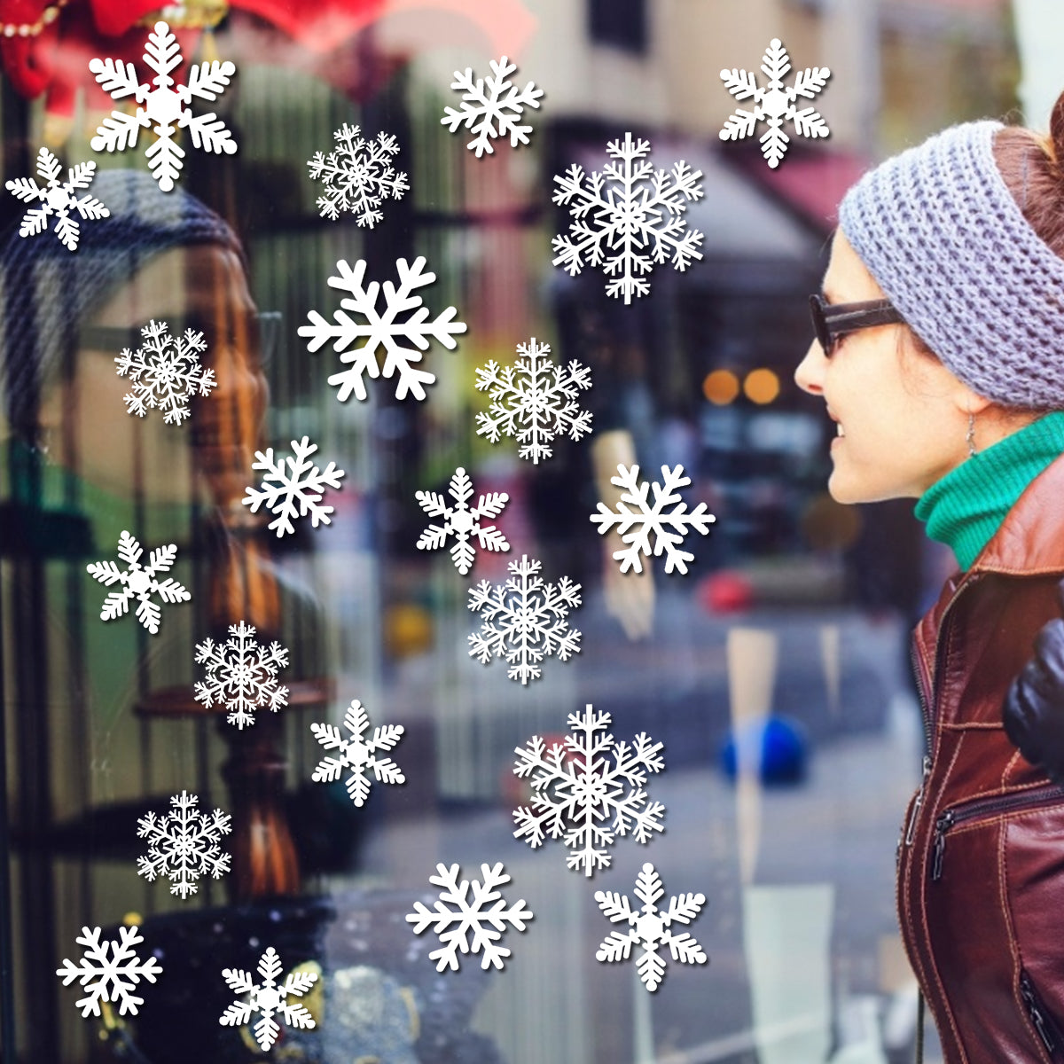White Snowflake Static Stickers - 5 Sheets for Window Decor