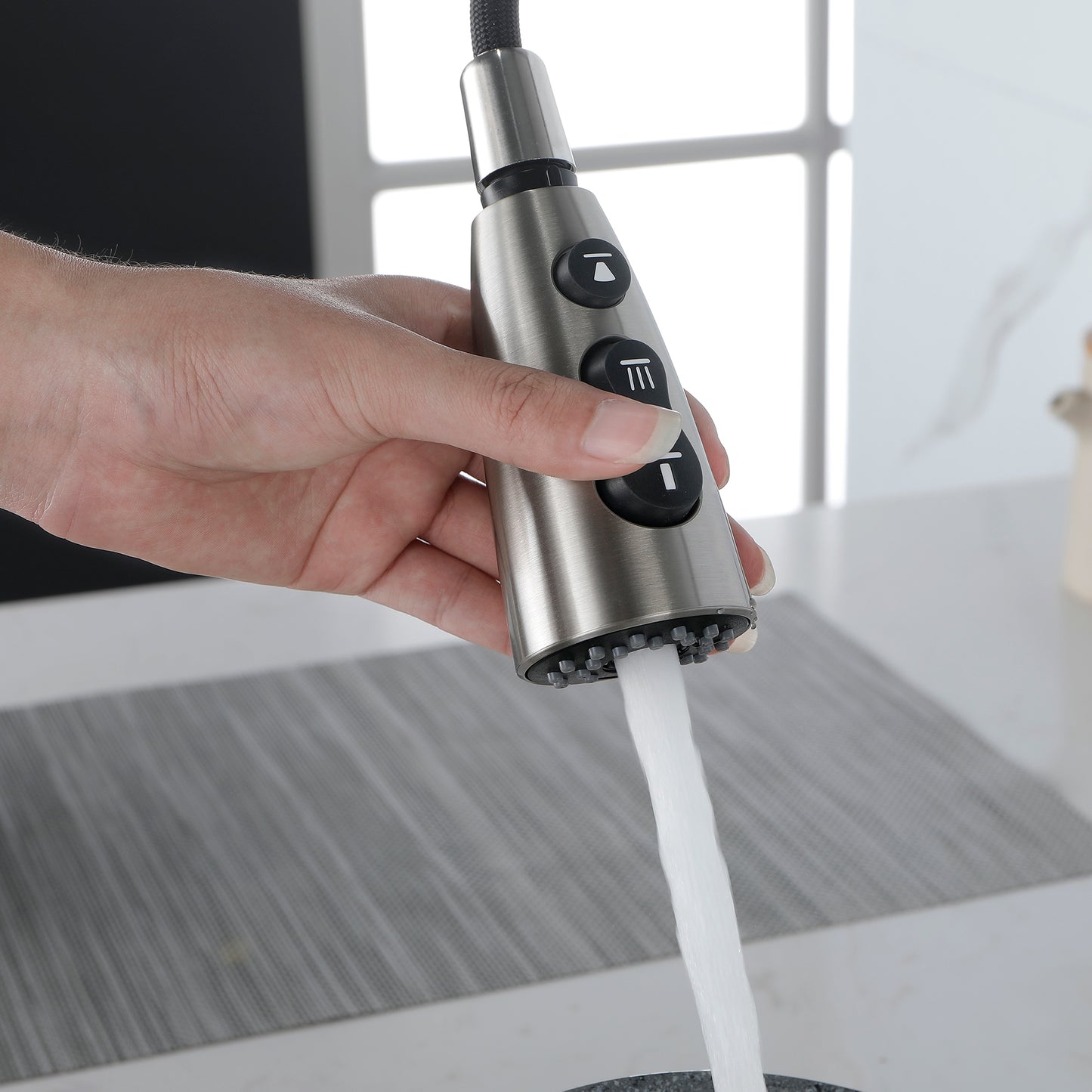 Stainless Steel Kitchen Faucet with Single Handle and Deck
