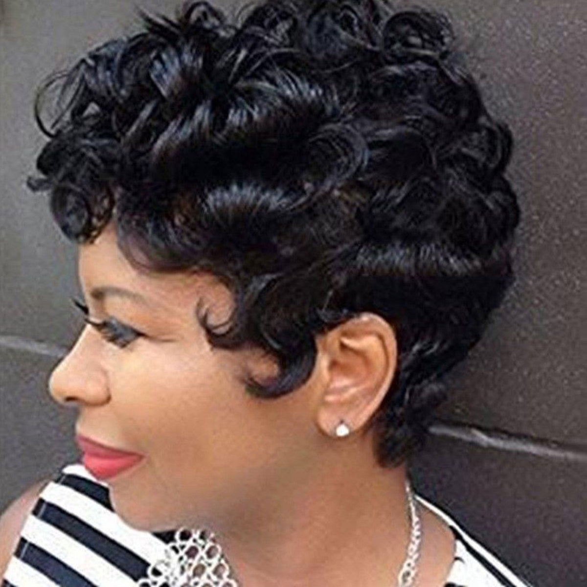 Short Curly Hair Wig - Synthetic Fiber