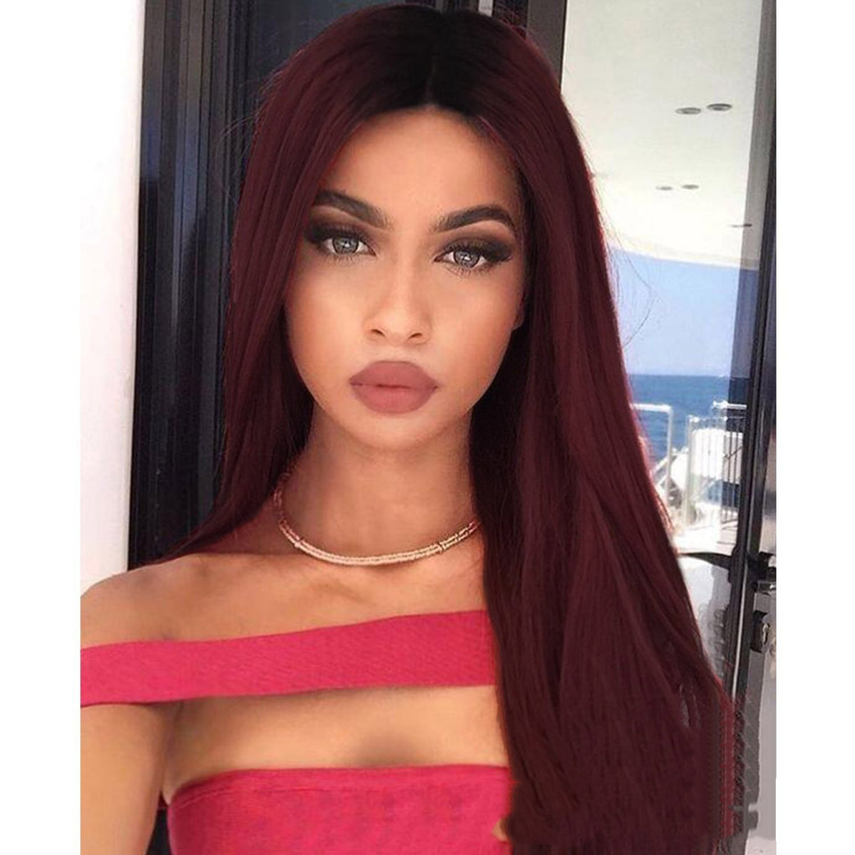 Long Straight Synthetic Wig - Heat Resistant Dyed Hair