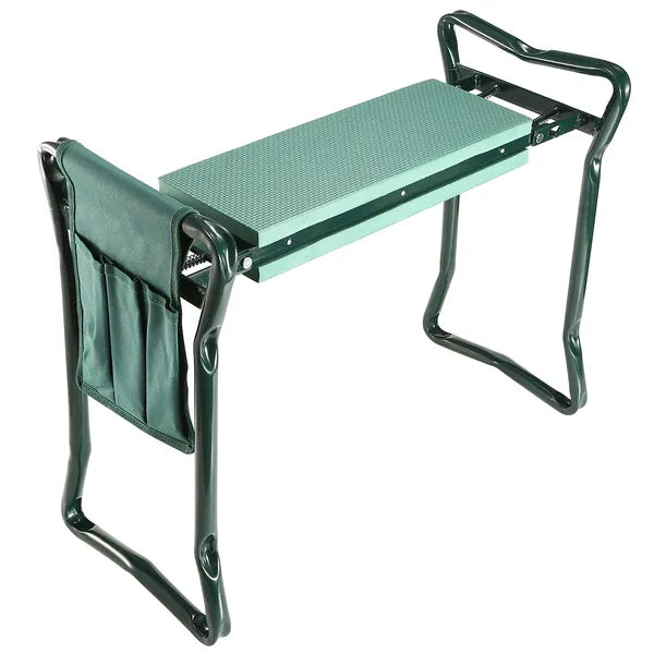 Foldable Garden Kneeler and Seat with Tool Pouch - Green
