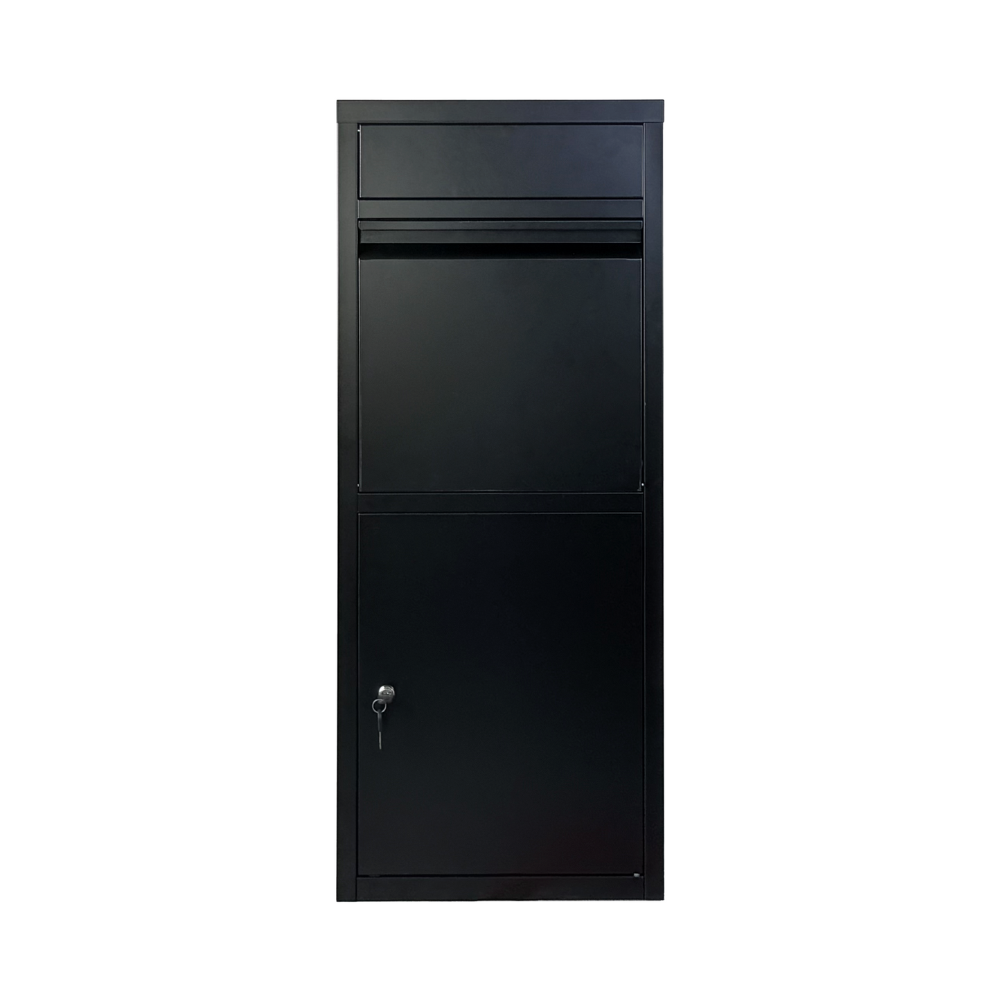 Large Steel Package Delivery Box with Lockable Mail Compartment - Black