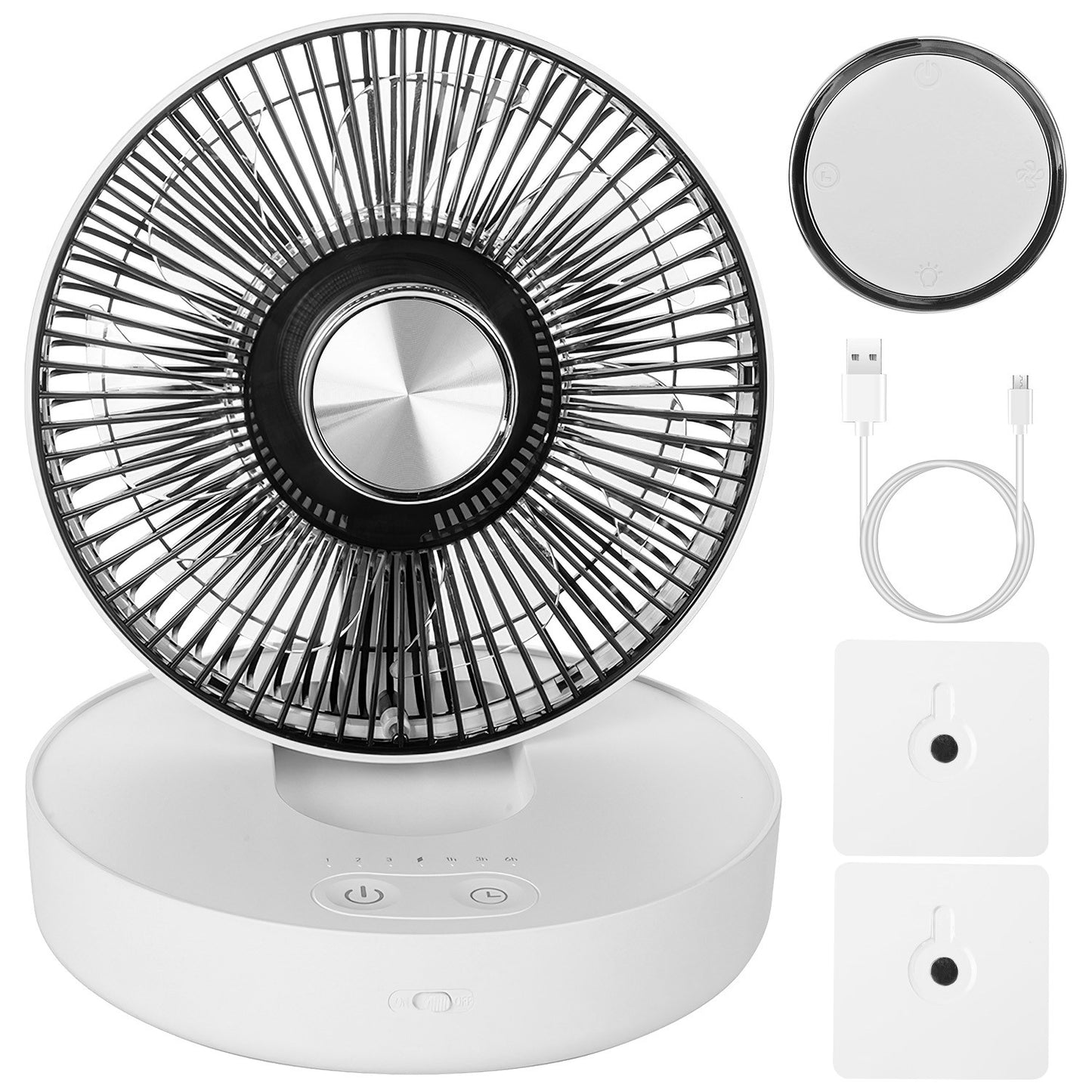 Rechargeable LED Desk Fan with Remote - 4 Speeds & 2 Brightness