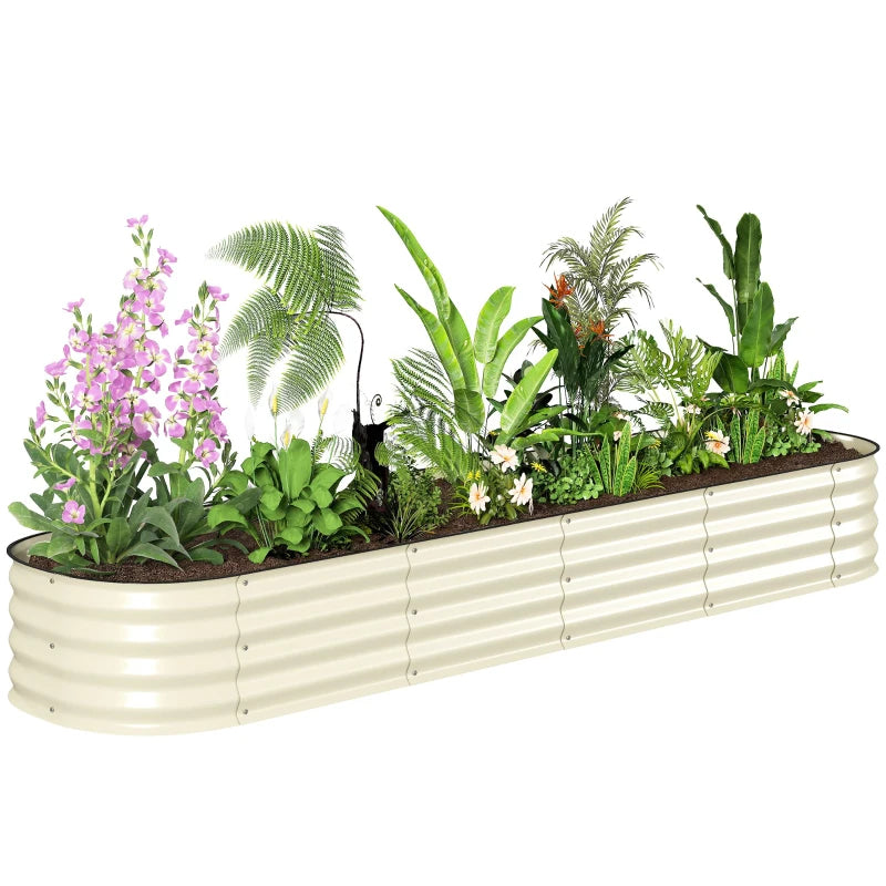Galvanized Raised Garden Bed Kit, Metal Planter Box with Safety Edging - Cream