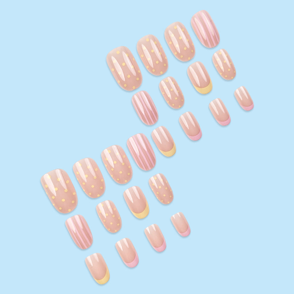 24 Short Almond Acrylic Nail Stickers with Jelly Glue & File