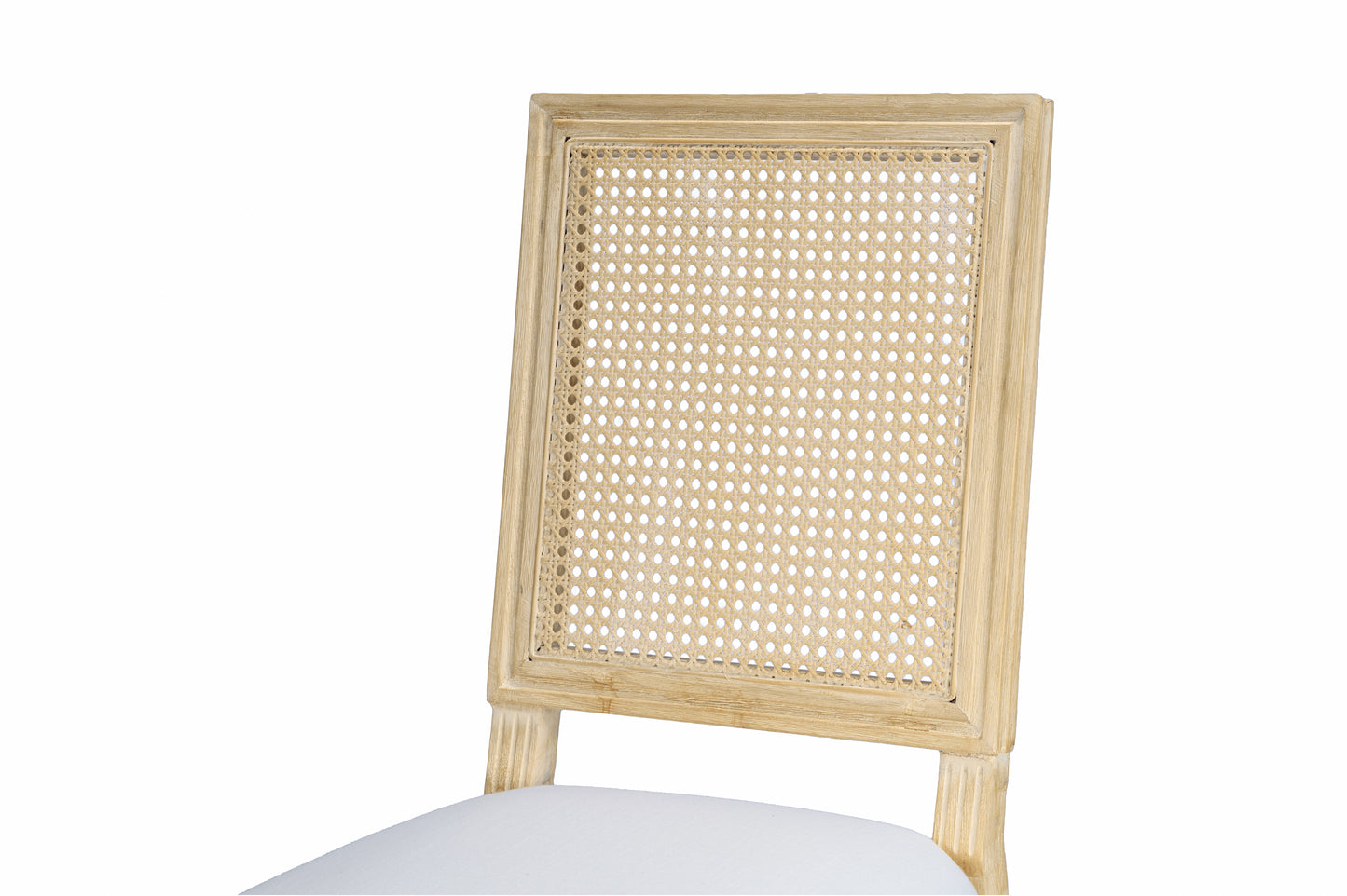 French Country Dining Chairs - Set of 2 Upholstered Rattan Back