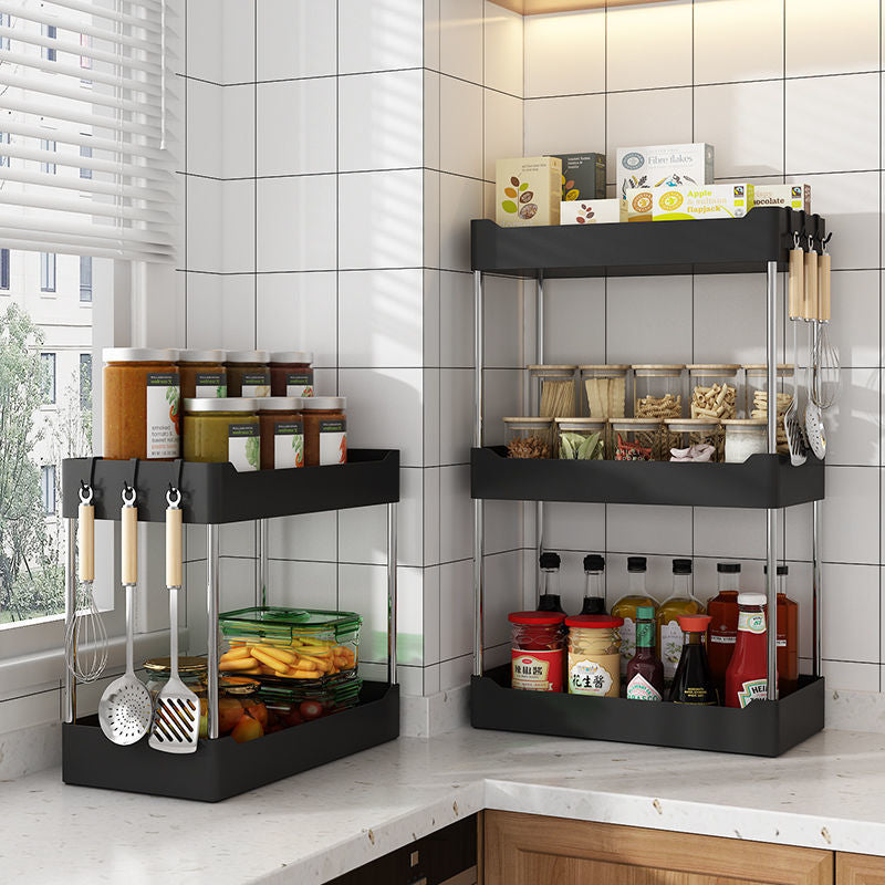 Multi-Functional Stainless Steel Kitchen Shelf Rack - Modern Countertop Storage