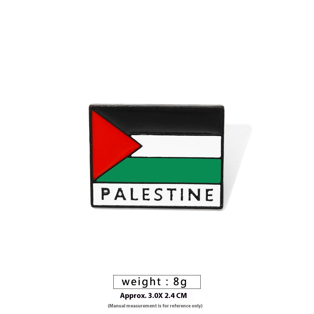 Free Palestine Flag Brooch Pin - Gold & Black Badge for Clothes & Accessories