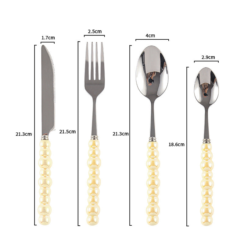 Ceramic Pearl Handle Cutlery Set - Spoon Fork Knife Household Dinnerware