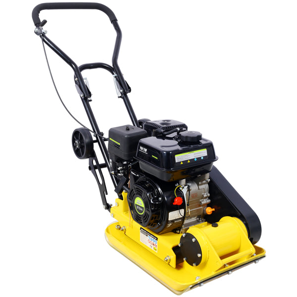 Gas Powered Plate Compactor 7.0 HP 5500PPM with Steel Plate & Wheels