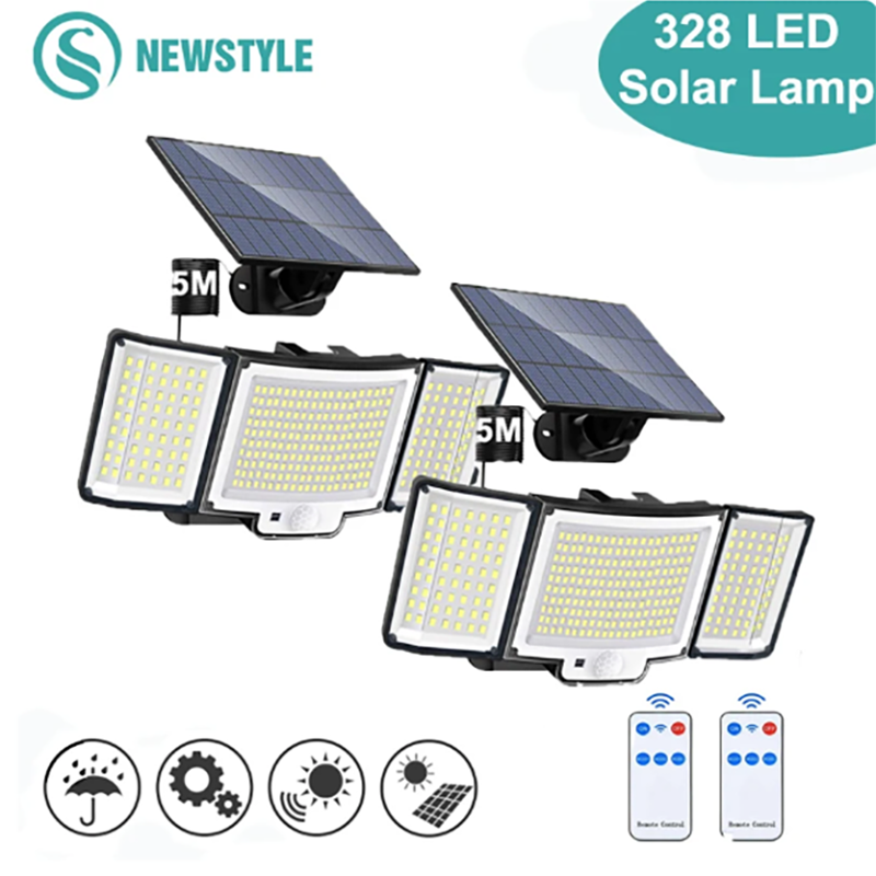 Outdoor Solar Motion Lights 348 LED Waterproof Security Floodlights with Remote