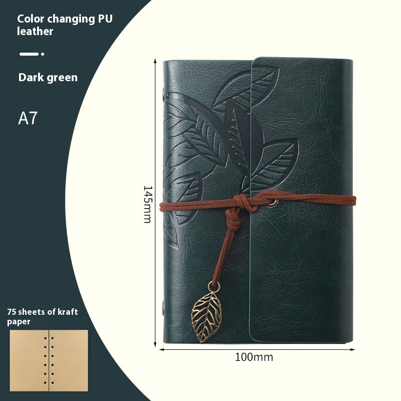 Vintage Travel Notebook - Loose Leaf Diary with Imitation Leather Cover