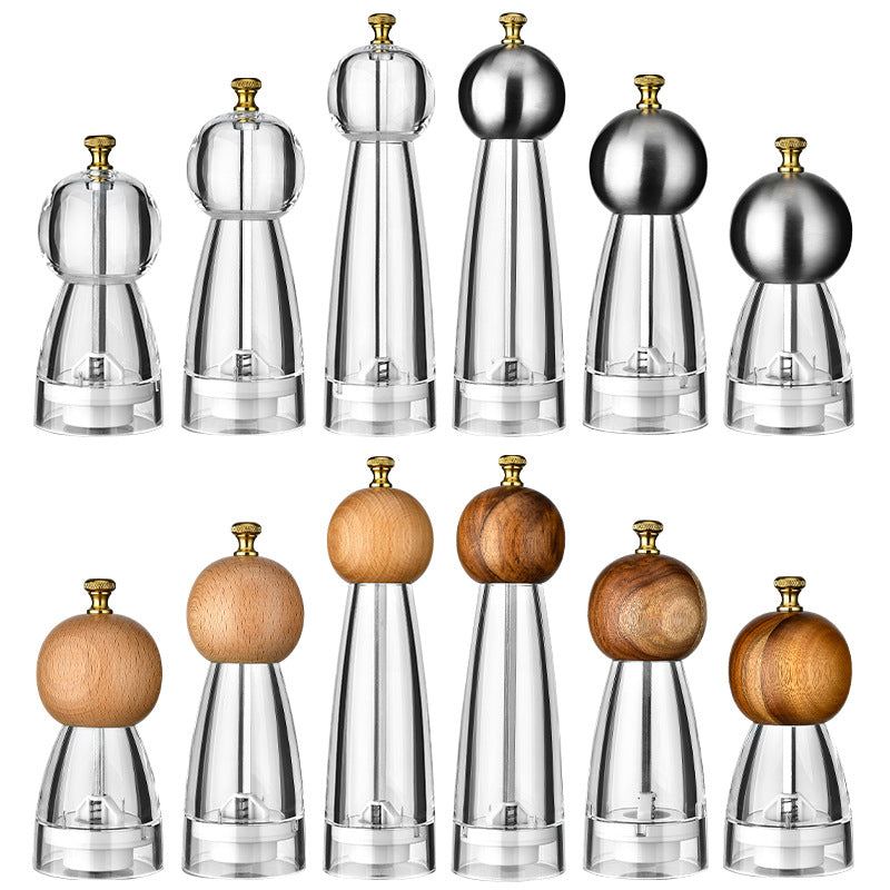 Manual Pepper Grinder with Acrylic or Stainless Steel Options - Kitchen Spice Mill